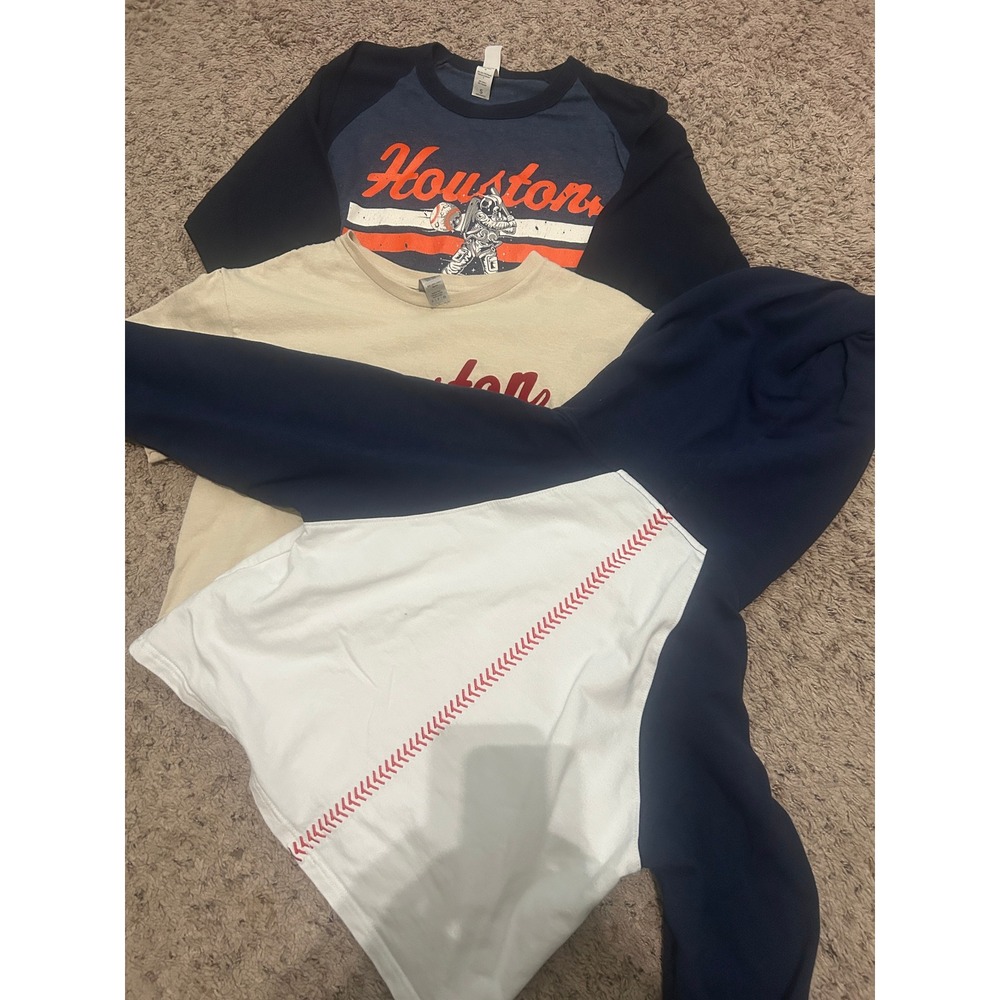Houston Astros Shirt Bundle Small Tultex Astronaut Tee Gildan Shirt Lusso Hoodie - Picture 2 of 11